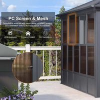 PURPLE LEAF Grey Sunroom Hardtop Built-in Lights