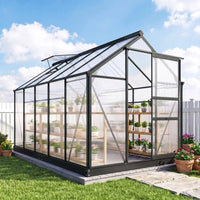 Outsunny 6x10ft Walk-in Polycarbonate Greenhouse Plant Grow Galvanized