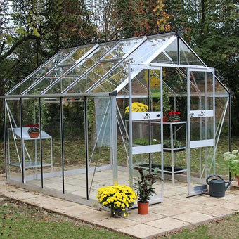 compare product 8′ x 14′ Halls Cotswold Blockley Greenhouse with Toughened Glass (2.56m x 4.41m)