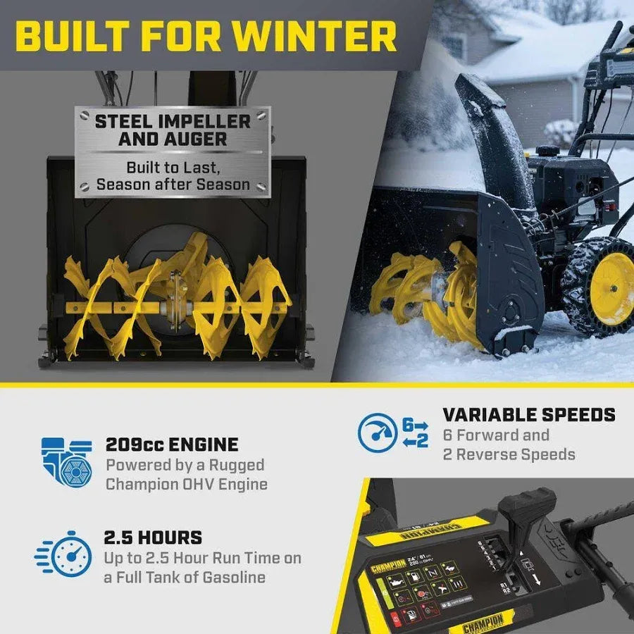 24 in. 209cc Electric Start 2-Stage Self-Propelled Gas Snow Blower
